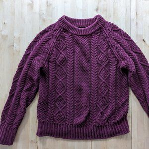 LL Bean - Signature Cotton Fisherman Sweater - Black Cherry - MEDIUM